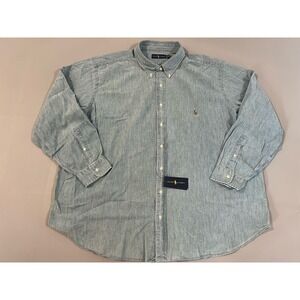 Polo Ralph Lauren‎ Denim Chambray Men's 3XB Button-Front Light Wash Flesh Pony
